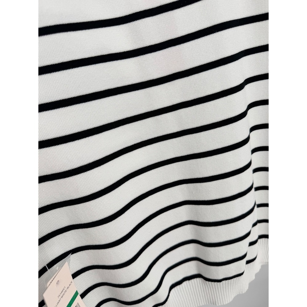 Nanette Lepore Striped Sweater Vest White Black Button Front V-Neck NWT - Picture 11 of 12
